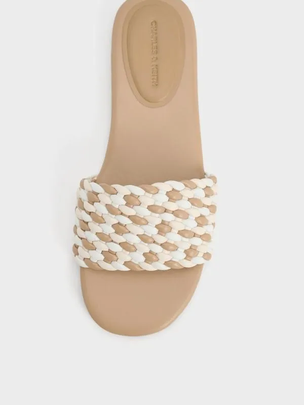 Women Woven OpenToe Slides 8211 Multi CHARLES and KEITH Sandals