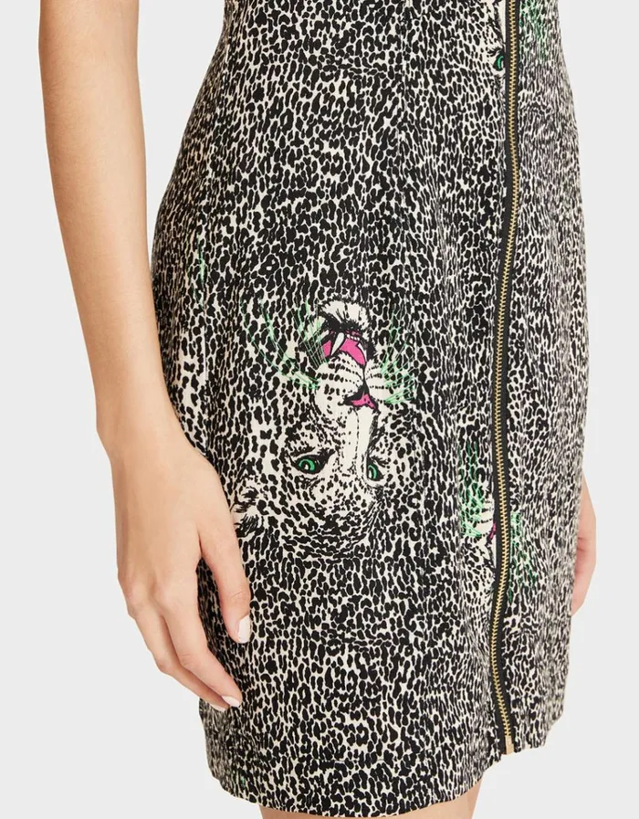 Women XENA HALTER MINI DRESS TAN LEOPARD Tan Leopard Betsey Johnson