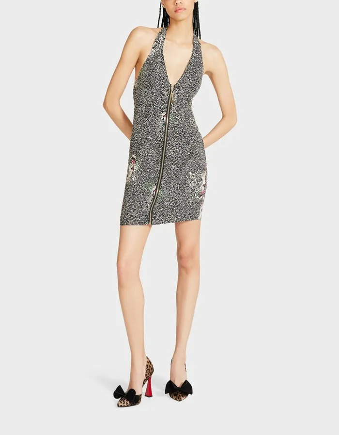 Women XENA HALTER MINI DRESS TAN LEOPARD Tan Leopard Betsey Johnson