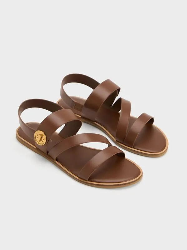 Women Yara Turn Lock Strappy Sandals 8211 Dark Brown CHARLES and KEITH Sandals
