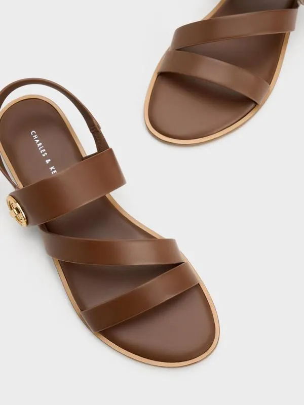 Women Yara Turn Lock Strappy Sandals 8211 Dark Brown CHARLES and KEITH Sandals
