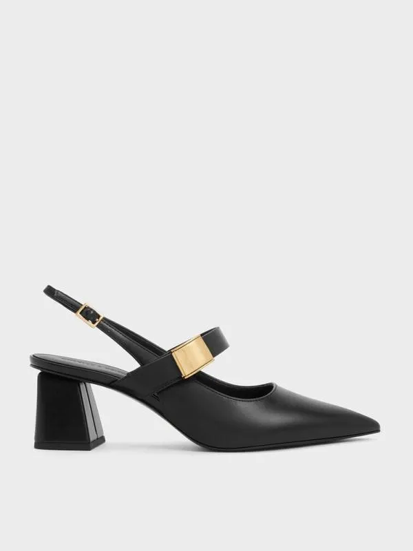 Women Yvette Mary Jane Slingback Pumps 8211 Black CHARLES and KEITH Heels