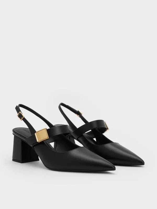 Women Yvette Mary Jane Slingback Pumps 8211 Black CHARLES and KEITH Heels