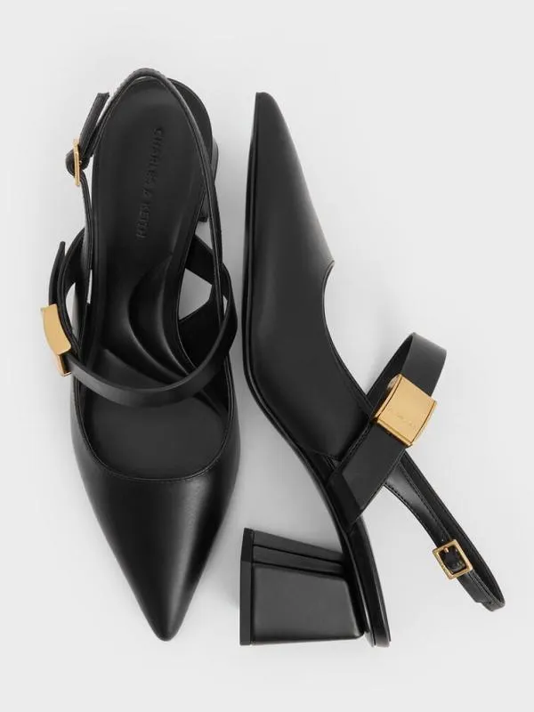 Women Yvette Mary Jane Slingback Pumps 8211 Black CHARLES and KEITH Heels