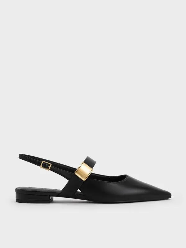 Women Yvette PointedToe Mary Jane Flats 8211 Black CHARLES and KEITH Ballet Flats