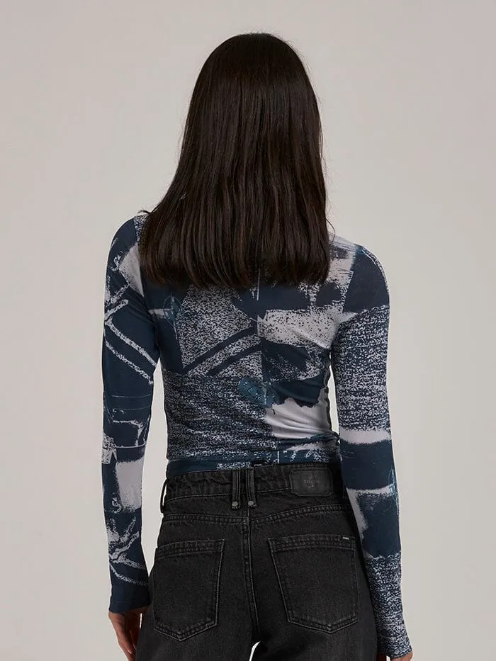 Womens Alchemy Long Sleeve Mesh Top New Teal Thrills Tops and Tees