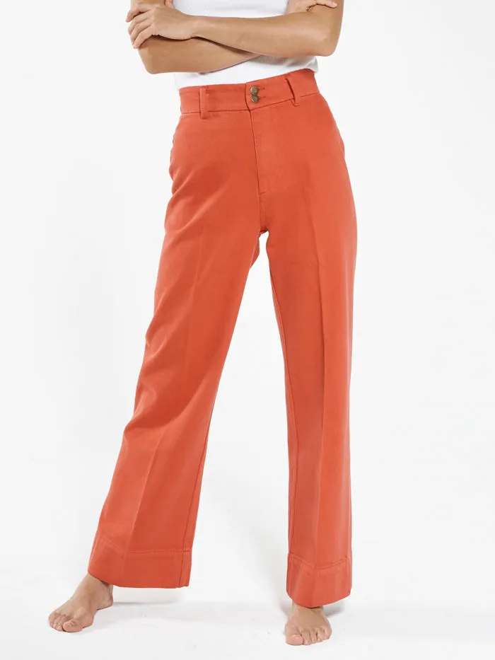 Womens Belle Full Length Chino Cadmium Thrills Pants