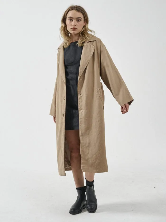 Womens Discovery Trench Coat Faded Khaki Thrills Jackets
