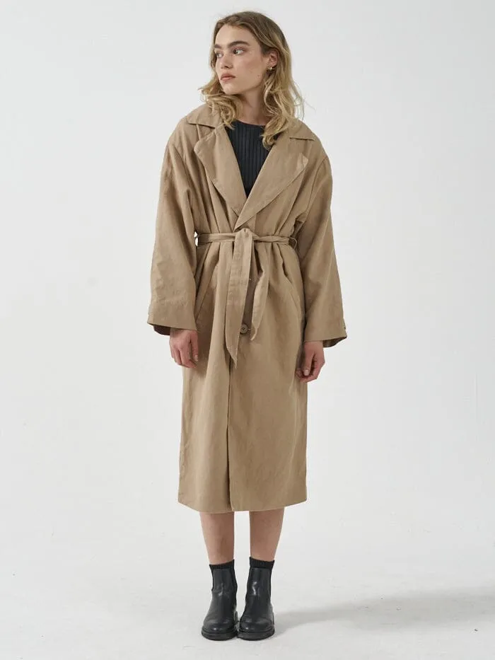 Womens Discovery Trench Coat Faded Khaki Thrills Jackets