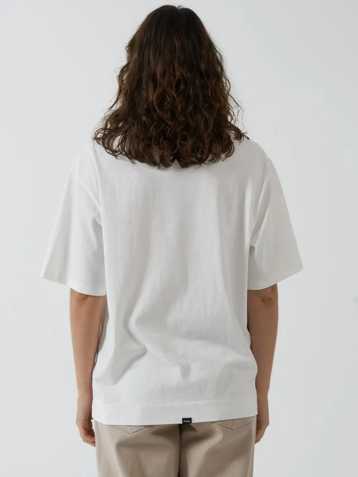 Womens Flux Arc Box Tee Dirty White Thrills Tops and Tees