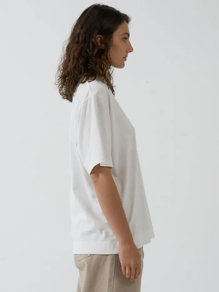 Womens Flux Arc Box Tee Dirty White Thrills Tops and Tees
