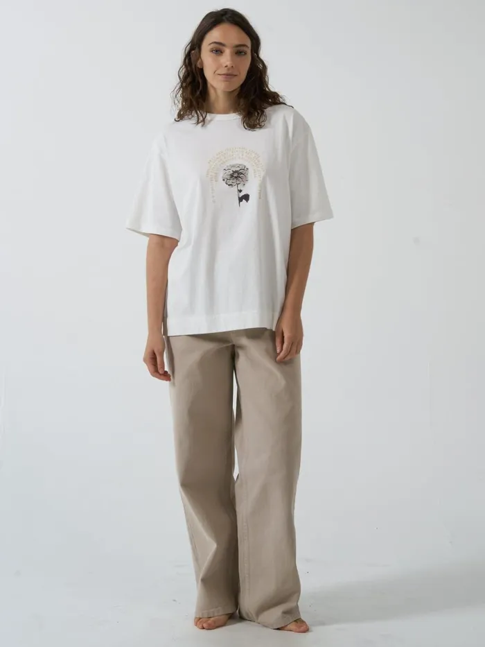 Womens Flux Arc Box Tee Dirty White Thrills Tops and Tees