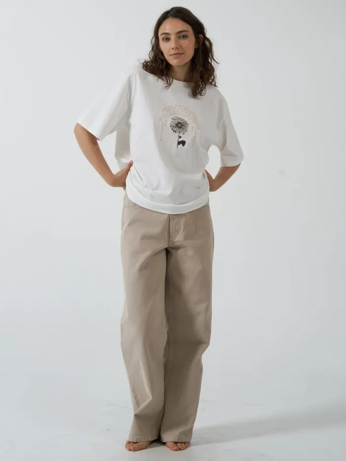 Womens Flux Arc Box Tee Dirty White Thrills Tops and Tees