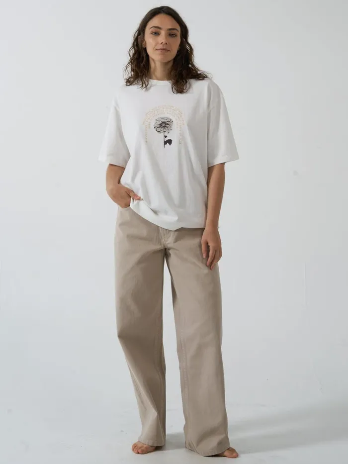 Womens Flux Arc Box Tee Dirty White Thrills Tops and Tees