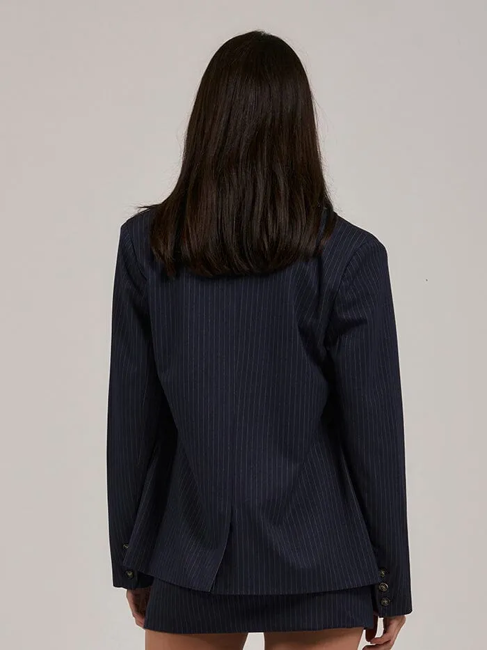 Womens Gabrielle Pinstripe Blazer Station Navy Thrills Jackets