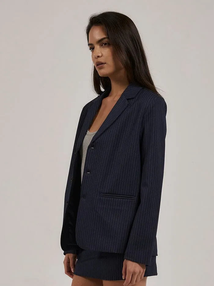 Womens Gabrielle Pinstripe Blazer Station Navy Thrills Jackets