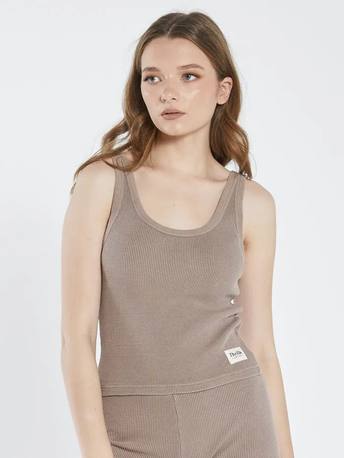 Womens Hiatus Waffle Tank Yak Thrills Tops and Tees
