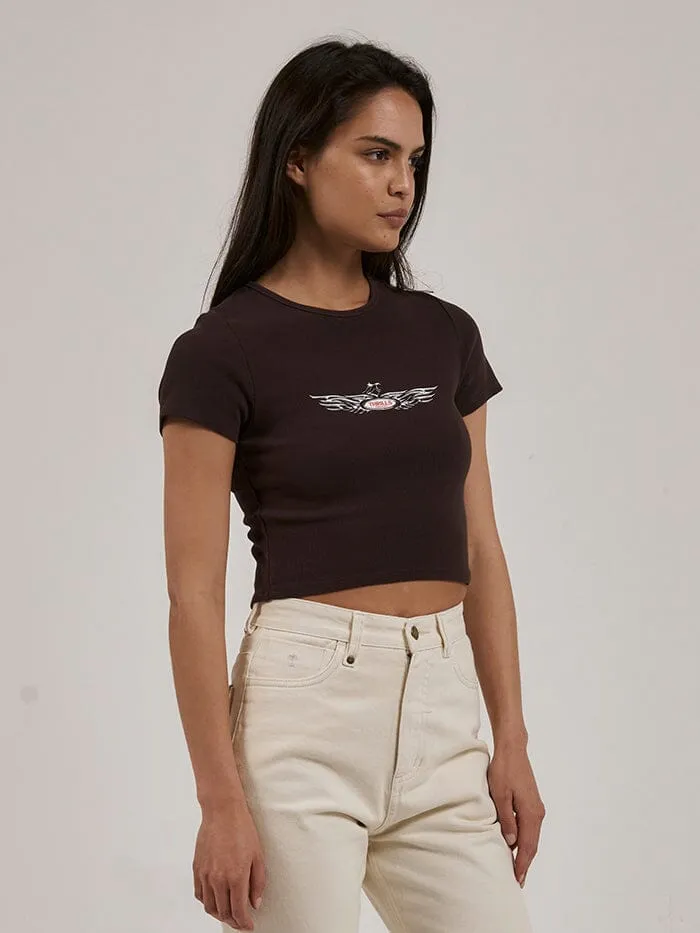 Womens Laid Back Baby Tee Postal Brown Thrills Tops and Tees