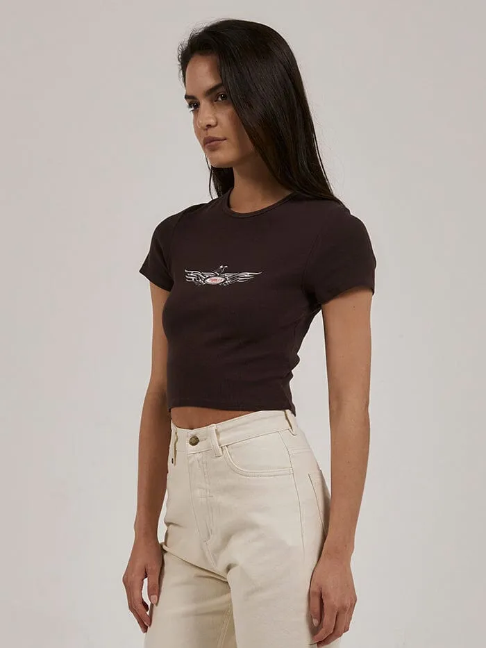Womens Laid Back Baby Tee Postal Brown Thrills Tops and Tees