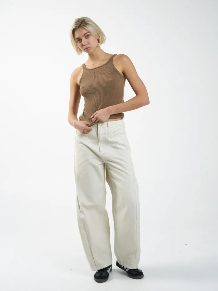 Womens Langley Knit Tank Mustard Gold Thrills Tops and Tees