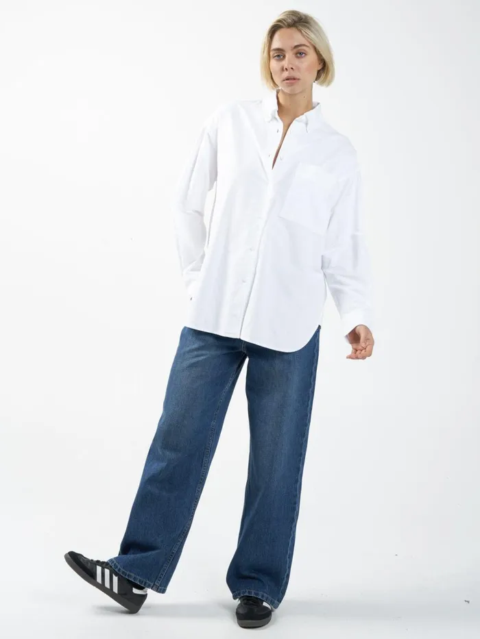 Womens Maxwell Oxford Oversized Shirt White Thrills Tops and Tees