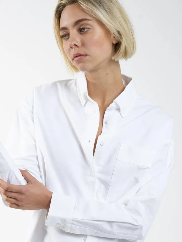 Womens Maxwell Oxford Oversized Shirt White Thrills Tops and Tees