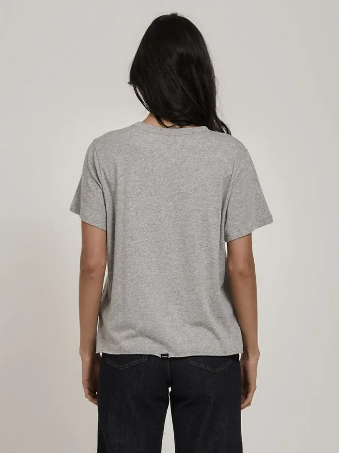 Womens Minimal Relaxed Tee Grey Marle Thrills Tops and Tees