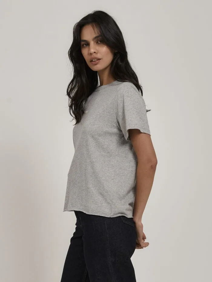 Womens Minimal Relaxed Tee Grey Marle Thrills Tops and Tees