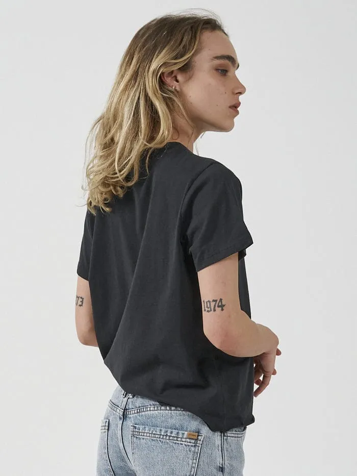 Womens Minimal Relaxed Tee Washed Black Thrills Tops and Tees