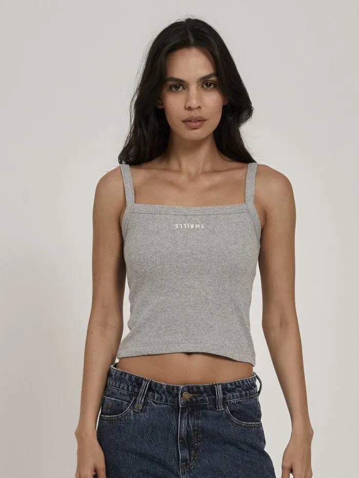 Womens Minimal Rib Singlet Grey Marle Thrills Tops and Tees