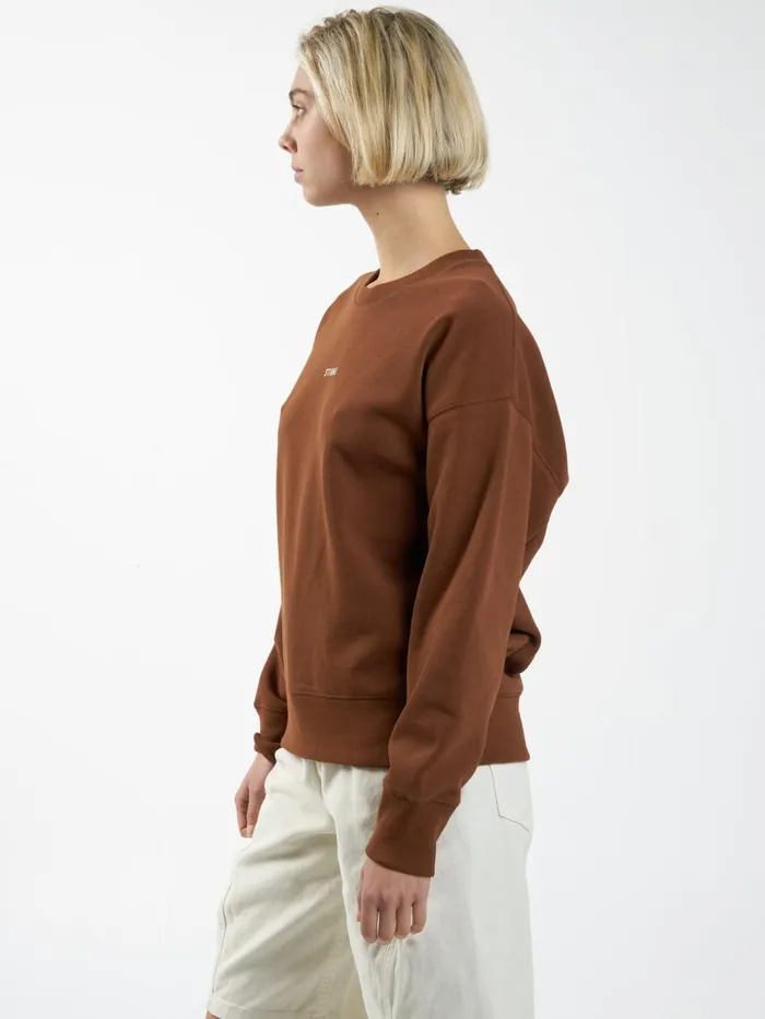 Womens Minimal Slouch Crew Chestnut Thrills Sweaters and Fleece
