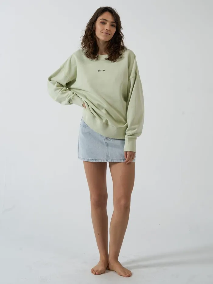 Womens Minimal Slouch Crew Pistachio Thrills Sweaters and Fleece