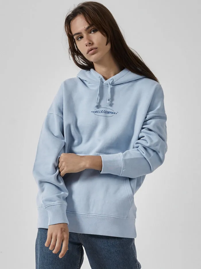 Womens Orbit Fleece Hood Powder Blue Thrills Sweaters and Fleece