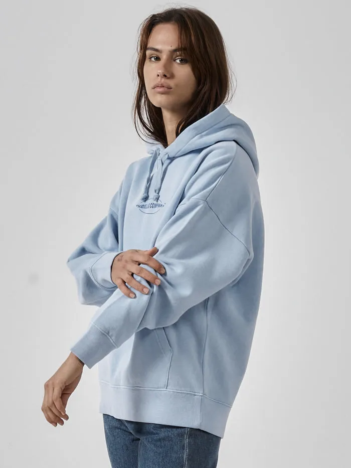 Womens Orbit Fleece Hood Powder Blue Thrills Sweaters and Fleece