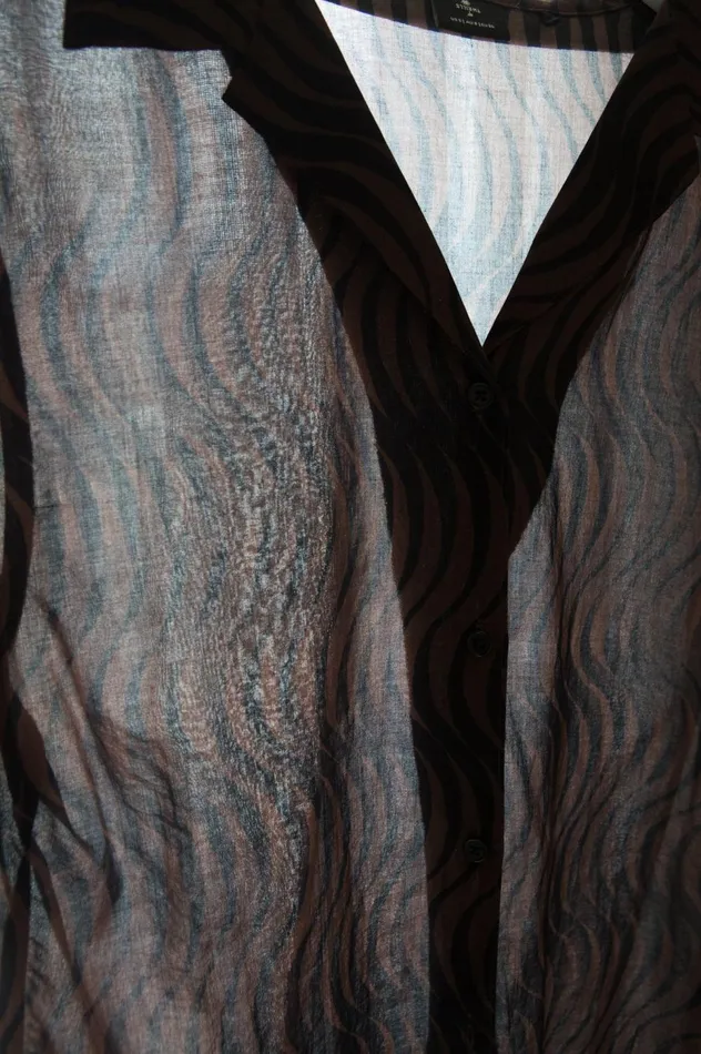 Womens Paradise On Repeat Bowling Shirt Washed Cocoa Thrills Tops and Tees