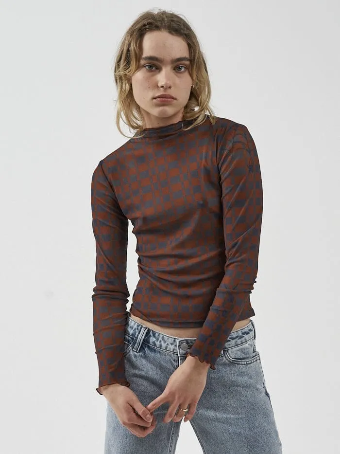 Womens Revel Mesh Turtleneck Navy Thrills Tops and Tees