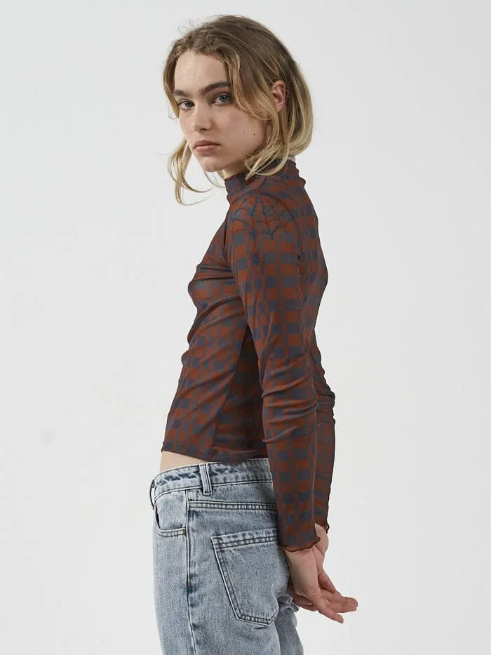 Womens Revel Mesh Turtleneck Navy Thrills Tops and Tees