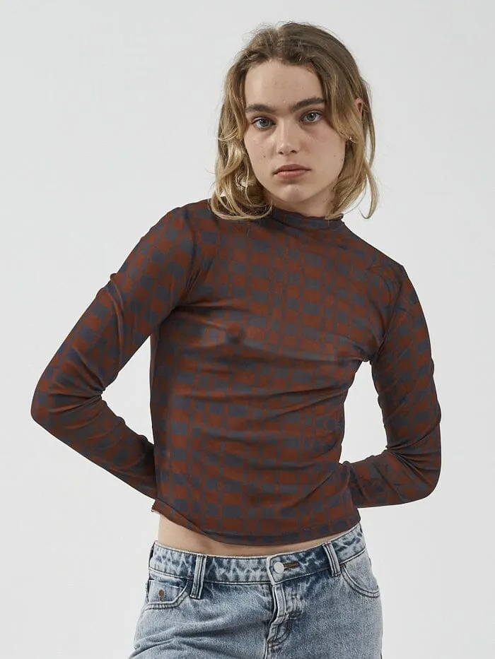 Womens Revel Mesh Turtleneck Navy Thrills Tops and Tees