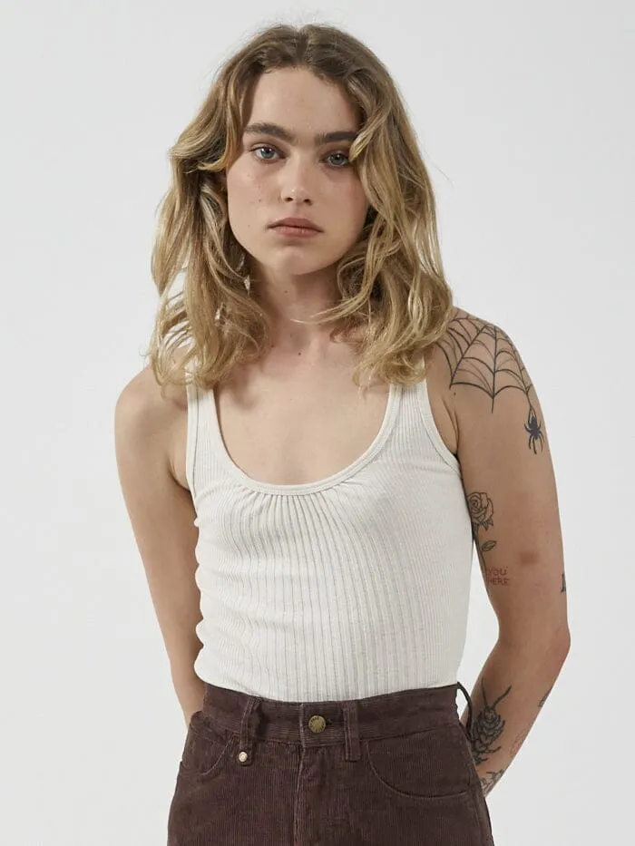 Womens Ribbed Plunge Tank Unbleached Thrills Tops and Tees
