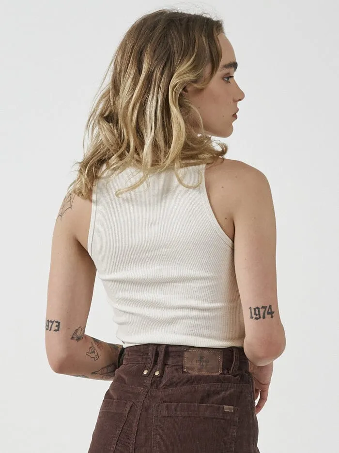 Womens Ribbed Plunge Tank Unbleached Thrills Tops and Tees