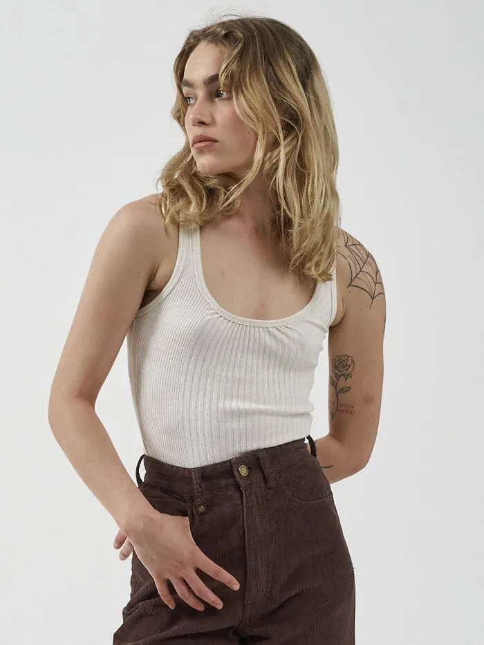Womens Ribbed Plunge Tank Unbleached Thrills Tops and Tees