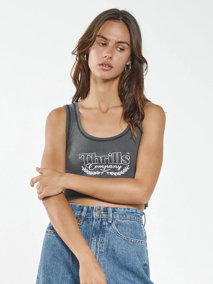 Womens Speed Needs Crop Rib Singlet Merch Black Thrills Tops and Tees