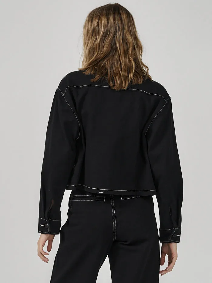 Womens Union Crop Overshirt Black Thrills Jackets