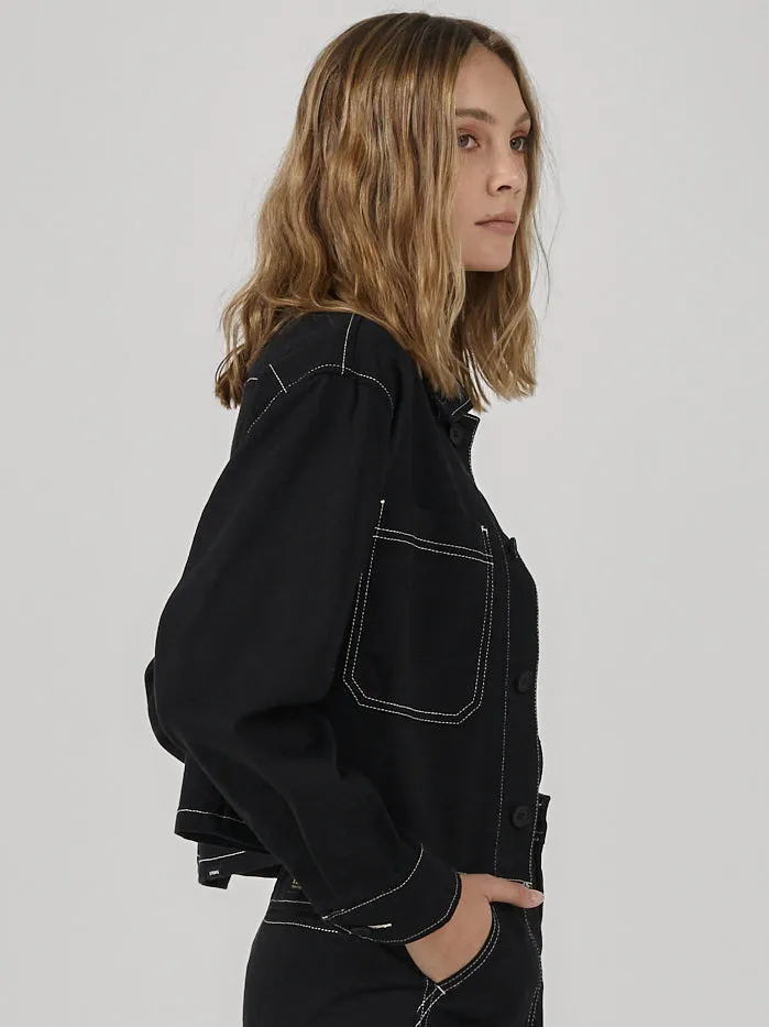 Womens Union Crop Overshirt Black Thrills Jackets