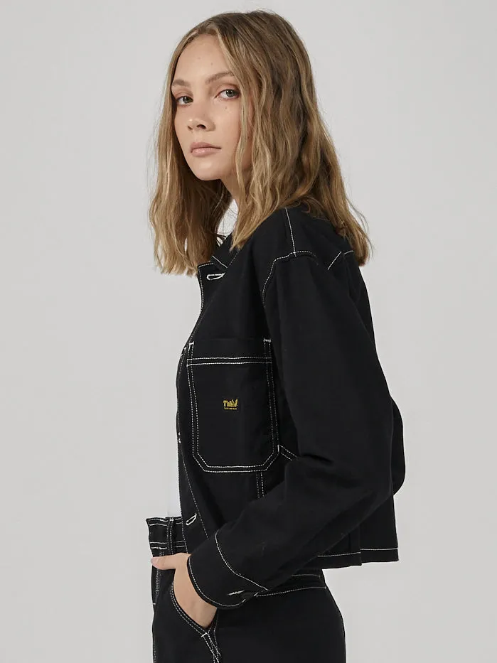 Womens Union Crop Overshirt Black Thrills Jackets