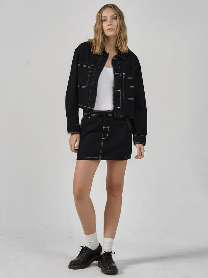 Womens Union Crop Overshirt Black Thrills Jackets