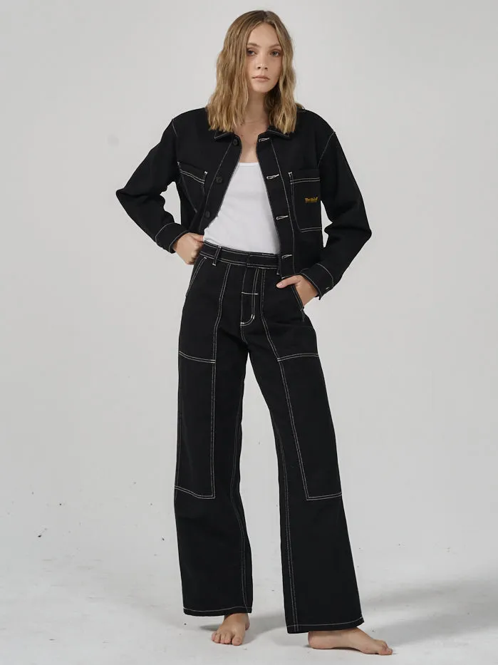 Womens Union Crop Overshirt Black Thrills Jackets
