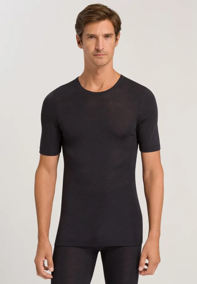 Wool And Silk Fitted TShirt Anthrazit Men HANRO Loungewear