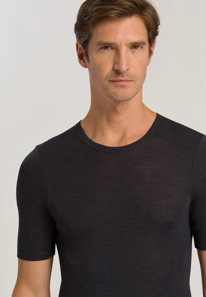 Wool And Silk Fitted TShirt Anthrazit Men HANRO Loungewear