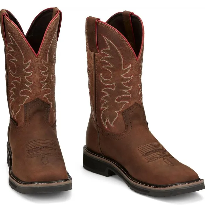 Work Men Justin Boots Driller II 11034 Work Boot Pecan Brown 040brown041
